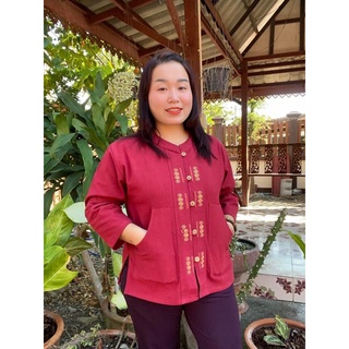 เสื้อผ้าฝ้ายเมืองเหนือ งานผ้าฝ้าย งานปักจักร กระเป๋าโค้ง สวยงาม  handmade อก 36 38,40,42 44 46 นิ้ว