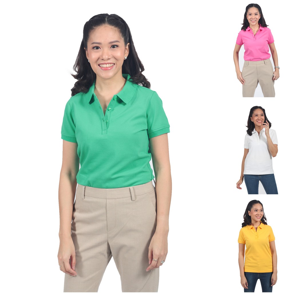 ZENTURY MAX เสื้อโปโล ผู้หญิง ผ้าฝ้าย 100% แขนสั้น รุ่น LKP-3015 สีเขียวมินท์, ชมพู, ขาว, เหลือง