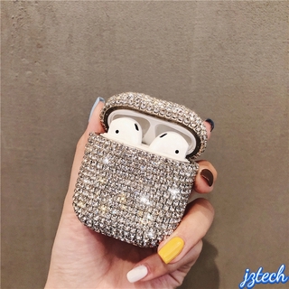 เคสหูฟังไร้สาย แบบแข็ง ประดับเพชรคริสตัล แวววาว หรูหรา สําหรับ Airpods 1 2