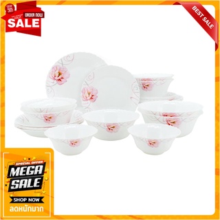 ชุดจานชาม SP GLASSWARE LOTUS แพ็ก 24 ชิ้น อุปกรณ์ใส่อาหาร DINNERWARE SET SP GLASSWARE LOTUS 24PCS