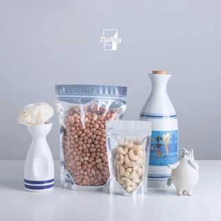 ถุงมีซิป รุ่นหนาพิเศษ หน้าใสหลังเงิน ตั้งได้ (50ใบ)