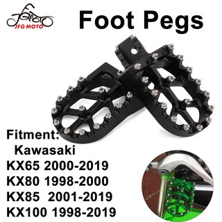 JFG moto Black CNC Billet MX Wide Foot Pegs Pedals Rest Footpegs For Kawasaki Suzuki KX65 KX85 KX80 KX100 RM65 RM100  Accessories Motorcycle