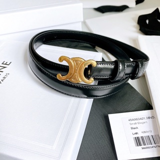 **สอบถามStockก่อนกดสั่ง** Celine logo belt 1.8 cm size 70 75 80 85 เข็มขัด ซีลีน เซลีน ผู้หญิง สีดำ ของแท้