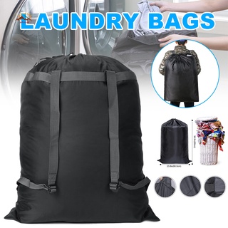 ราคาถูก Large Laundry Bag Heavy Duty Polyester Washing Backpack with 2 Adjustable Shoulder Straps for School Camping tiktok