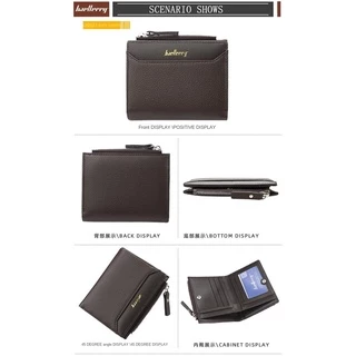 Baellerry กระเป๋าสตางค์หนัง PU สําหรับผู้ชายแบบสั้นสไตล์เกาหลี Multi-Card License Holder Gold Logo RFID