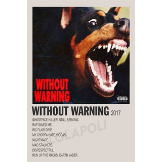 โปสเตอร์ มันวาว พิมพ์ด้านเดียว ขนาด A5 14.8 ซม. x 21 ซม. รูปปกอัลบั้ม Without Warning by 21 Savage