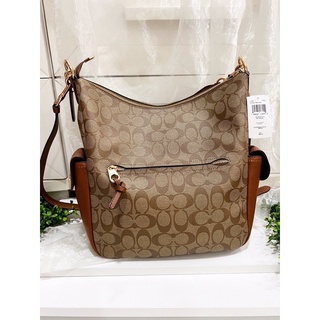 💥💥พร้อมส่งรุ่นใหม่สีน้ำตาล Coach Pennie Shoulder Bag In Signature Canvas Khaki Redwood C1523