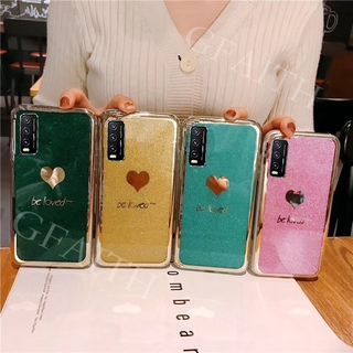 เคสโทรศัพท์ VIVO Y20 Cover Fashion Couple Bling Gold Glitter Be Loved Silicone Casing VIVO Y20 2020 New Phone Case