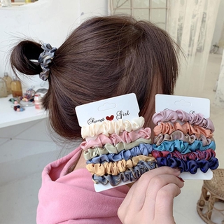 6pcs/Set Fashion Chiffon Silk Scrunchies / Grils Elastic  Large Intestine Hair Rope set Basic Hair Accessorie set