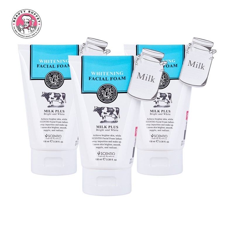 🔥อ่านก่อนสั่ง🔥สินค้าEXP:30/10/22🔥โฟมล้างหน้า(แพค3ชิ้น)BEAUTY BUFFET SCENTIO Milk Plus Whitening Q10 
