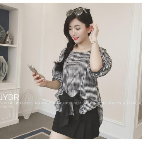 เสื้อเดรสลายสก๊อต8831#