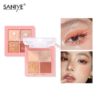 【SANIYE】พาเลทอายแชโดว์ 4 สี กันน้ำและติดทนนานพร้อมเมคอัพ E0435