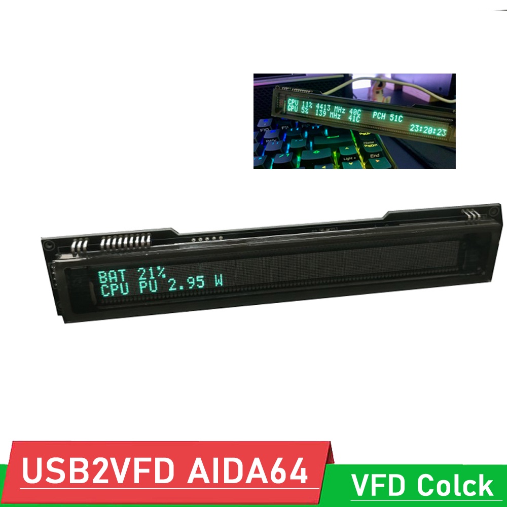 VFD จอแสดงผล AIDA64 Sub-screen VFD นาฬิกา USB2VFD AIDA64 แชสซีจอแสดงผลดิจิตอลหน้าจอรองเดสก์ท็อปคอมพิ