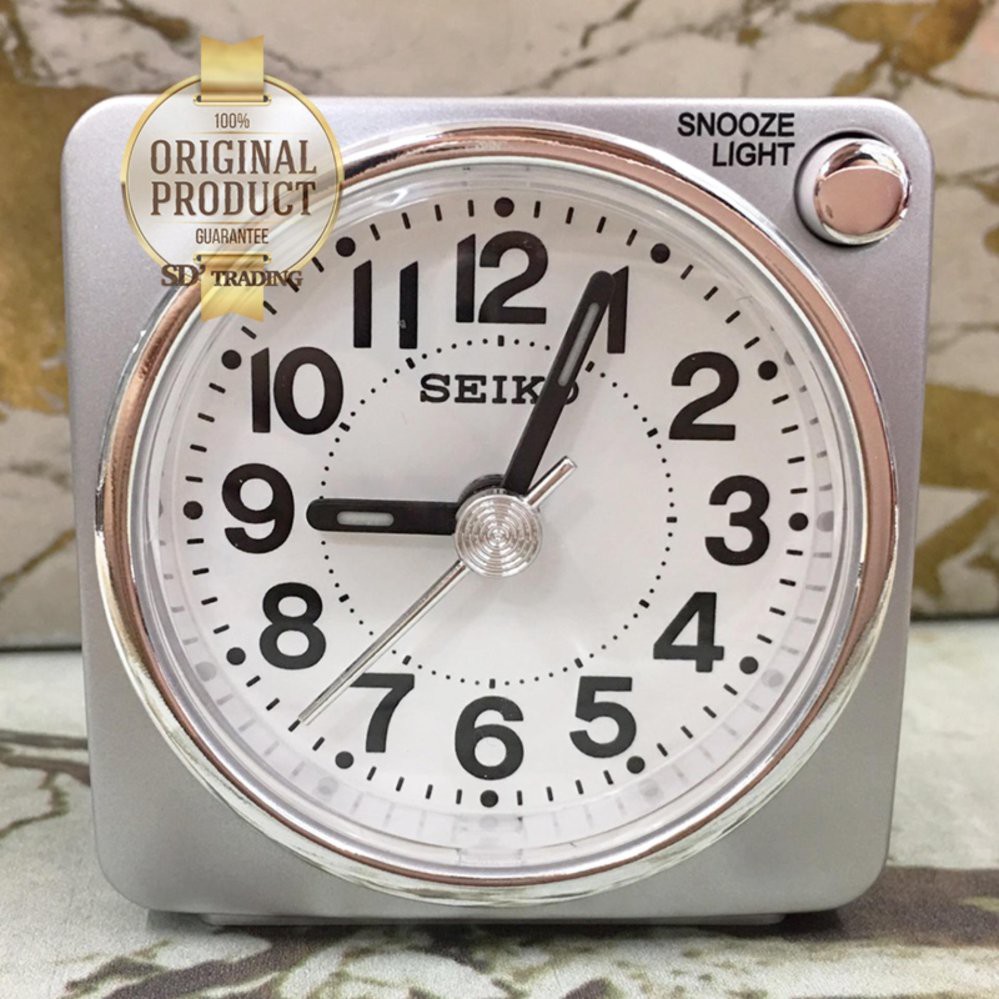 SEIKO นาฬิกาปลุก Beep Alarm Clock (Snooze) QHE118S - สีบอร์นเงิน