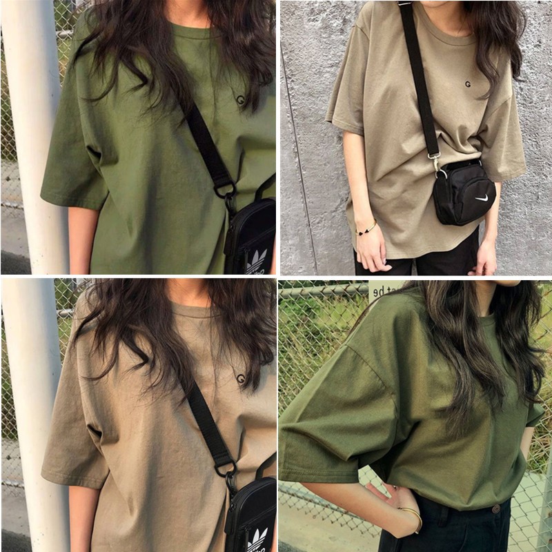 【WJZ】 เสื้อยืดแขนสั้นพิมพ์ลายตัวอักษรสีทึบแฟชั่นสตรีสไตล์เกาหลี【920】