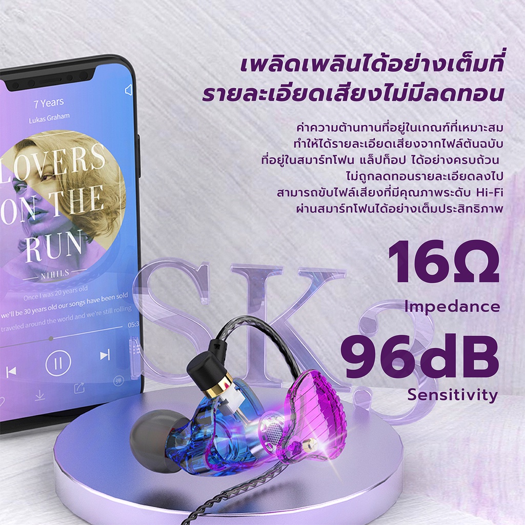 QKZ รุ่นใหม่ SK3 in ear Smalltalk หูฟังอินเอียร์ เสียงดี เบสแน่น สายยาว 1.2 เมตร หัวเสียบ 3.5 มม