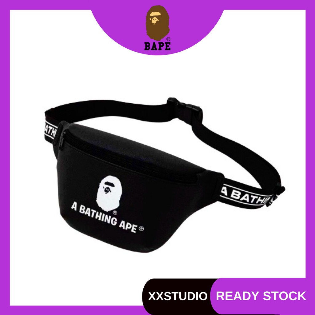 XXSTUDIO Bape กระเป๋าคาดเอว Messenger กระเป๋าคาดหน้าอก Bape กระเป๋า hype streetwear สีดําอินเทรนด์ b