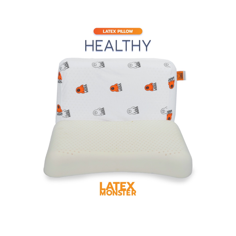 (ปลอกตีนตุ๊กแก)หมอนยางพารา แท้  รุ่น Healthy แบรนด์LATEX MONSTER
