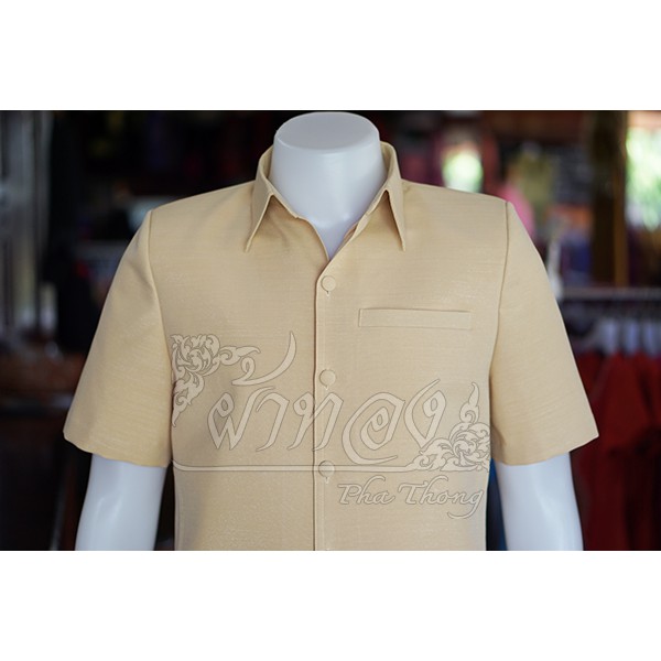 เสื้อสูทฝ้ายแพรเงิน สีเหลืองครีม - รูปที่ 3