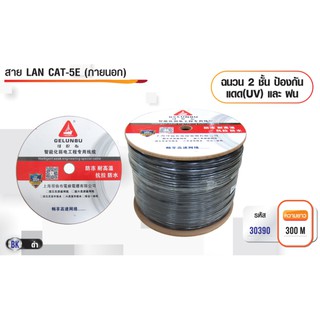 สาย LAN CAT5E UTP Cat5e Outdoor ฉนวน 2 ชั้น ป้องกันแสง UV และฝน