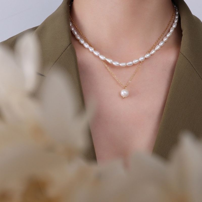 TTN7487 - สร้อยคอไทเทเนียมชั้นน่ารัก (สีเหลือง)