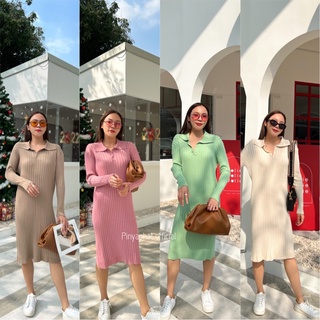 Basic knit rib dress🧁(450฿)