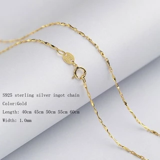 สร้อยคอม้วนทองคำขาวเงินแท้ S925 ออกแบบสวยหรู พร้อมจี้ชุบทองคำ เพอร์เฟกต์สำหรับของขวัญ