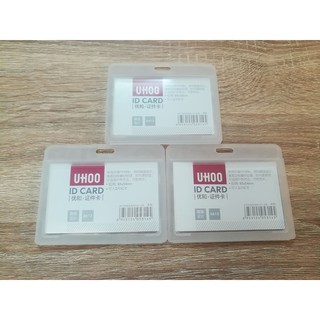 UHOO 6613 กรอบพลาสติกใส่บัตร แนวนอน สีขาวขุ่น (แพ็ค 3 ชิ้น)