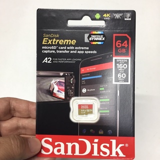 Sandisk 64 128 GB Extreme MicroSDHC UHS-I Card A2 U3 4K V30 มือถือ กล้องติดรถ Action camera