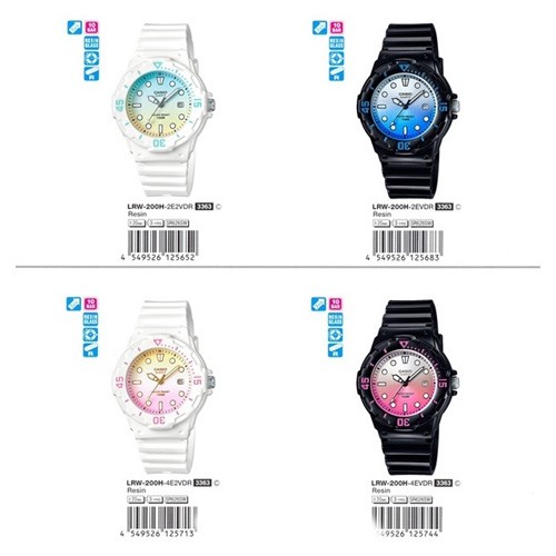 CASIO Standard นาฬิกาข้อมือผู้หญิง สายเรซิน รุ่น LRW-200H,LRW-200H-2E2,LRW-200H-2E,LRW-200H-4E2,LRW-