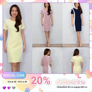 Dress ตัดต่อข้างสีขาว 🔸สี : เหลือง,ชมพู,กรม