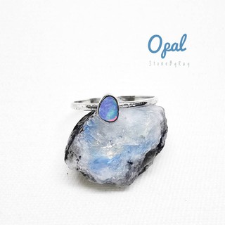 แหวนเงินแท้พลอยโอปอล Natural Opal Silver Ring