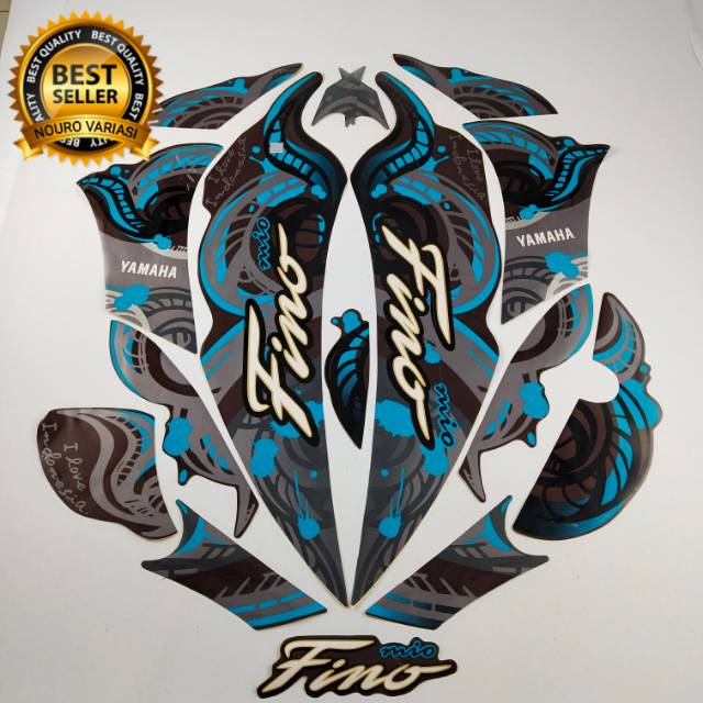 Striping Yamaha Fino batik 2013 2014 i love indonesia สีเทา สีฟ้า คุณภาพ