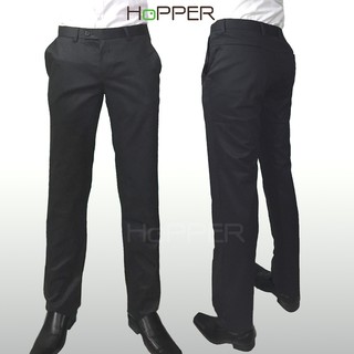 กางเกงสแล็ค Hopper Progress ผ้ายืด ขากระบอกเล็ก Regular  สีดำ