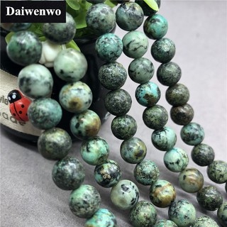 Africa Turquoise Beads แอฟริกาลูกปัดสีเขียวขุ่น 4-12 มิลลิเมตรรอบธรรมชาติหลวมหินลูกปัด Diy สำหรับสร้อยข้อมือ