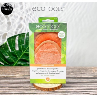 [ecotools] Clean Beauty Clean Planet Citrus Infused, 2 Count แผ่นทำความสะอาดเครื่องสำอาง สำหรับผิวหน้า ใช้ซ้ำได้