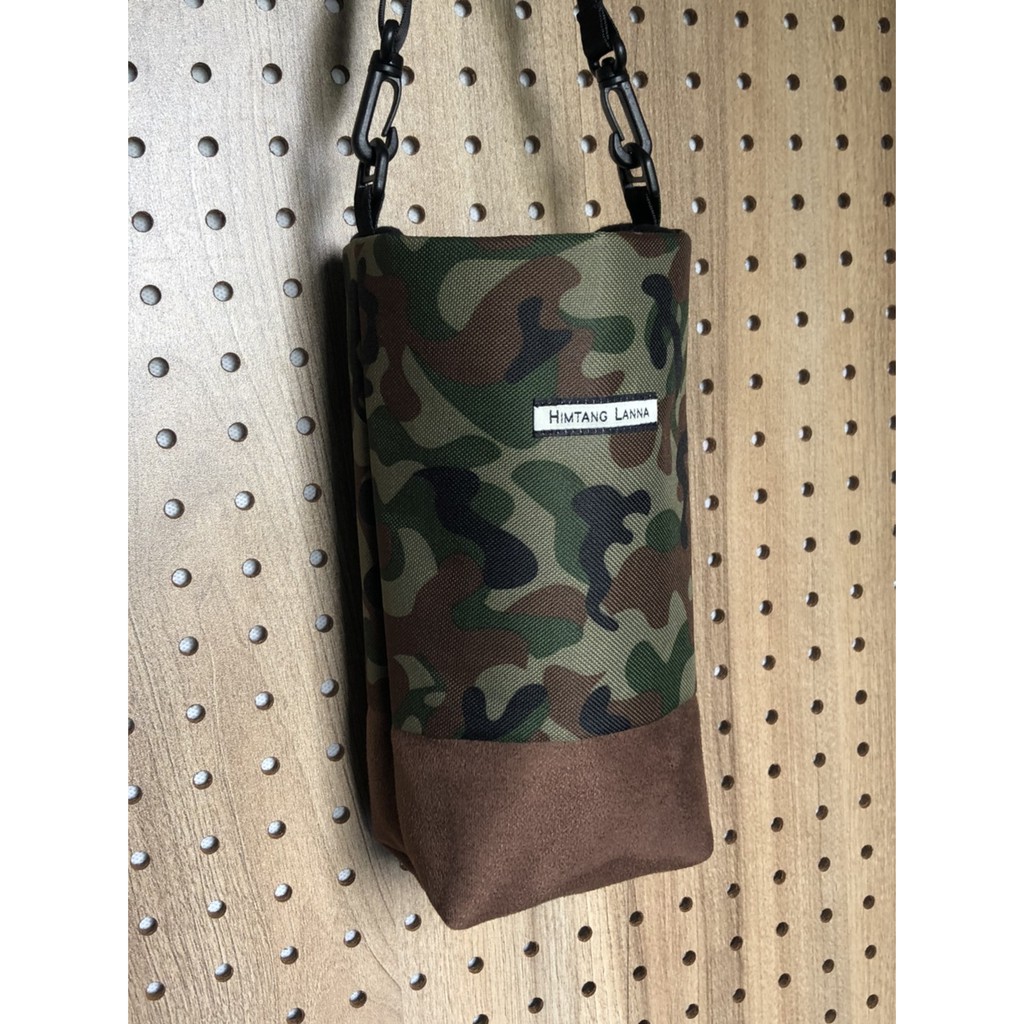 CAMOUFLAGE PATTERNS Cup bags กระเป๋าใส่แก้วน้ำ  ลายพรางเท่ห์ๆ กับก้นผ้าหนังกลับ