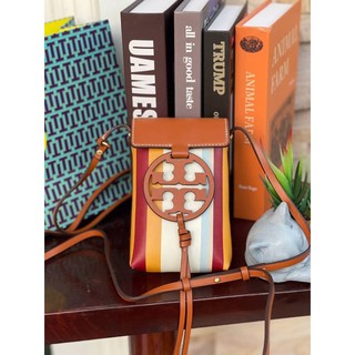 Tory burch Miller Stripe Leather Phone Crossbody Bag