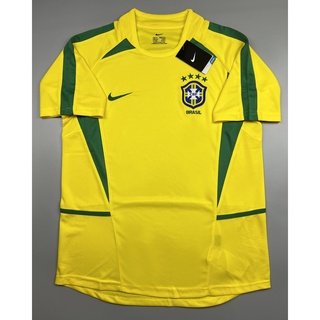 เสื้อบอล ย้อนยุค ทีมชาติ บราซิล 2002 เหย้า Retro Brazil Home แชมป์บอลโลก World Cup Champions เรโทร คลาสสิค