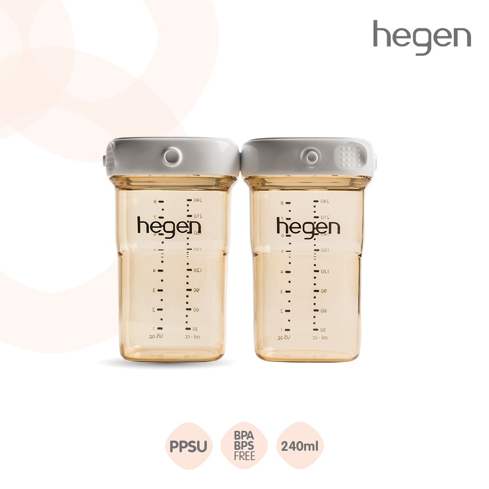Hegen PCTO Breast Milk Storage 8oz/240ml (แพ็ค 2 ชิ้น) ขวดเก็บน้ำนม ฝาสีขาว
