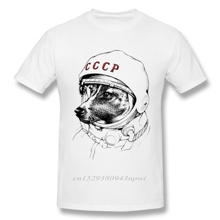 แขนสั้นcrew neckเสื้อยืดลําลอง แขนสั้น พิมพ์ลาย Laika Space Traveler แฟชั่นฤดูร้อน สําหรับผู้ชายS-XXXXL