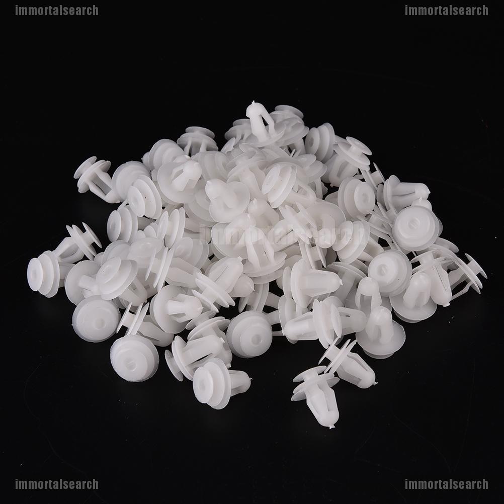 【ICE】 100 x Car White Plastic Trim Door Panel Pull Bar Clips Nails Fastener 8.2mm Hole