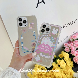 การ์ตูน น่ารัก หมี กระต่าย เคส samsung Galaxy A54 A34 A14 5G s23 s9 plus s10 lite s20 ultra s21 s22 fe note 8 9 10 20 ultra A52 A53 A52s A03 4G 5G case หญิง กระจกแต่งหน้า เคสโทรศัพท์