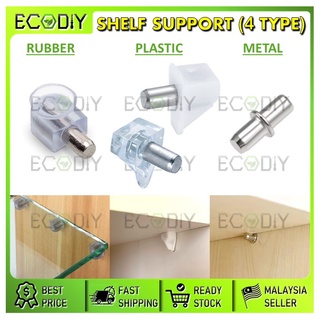 Ecodiy [ยาง / พลาสติก / โลหะ] ชั้นวางของ รองรับหมุดสตั๊ด สําหรับตู้เสื้อผ้า เฟอร์นิเจอร์ (Menampung Keping Perabot Almari)