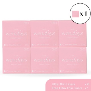 WENDAYS Ultra Thin Liners 15cm ( 1 กล่อง บรรจุ 20 เเผ่น ) 6 กล่อง แถม 1