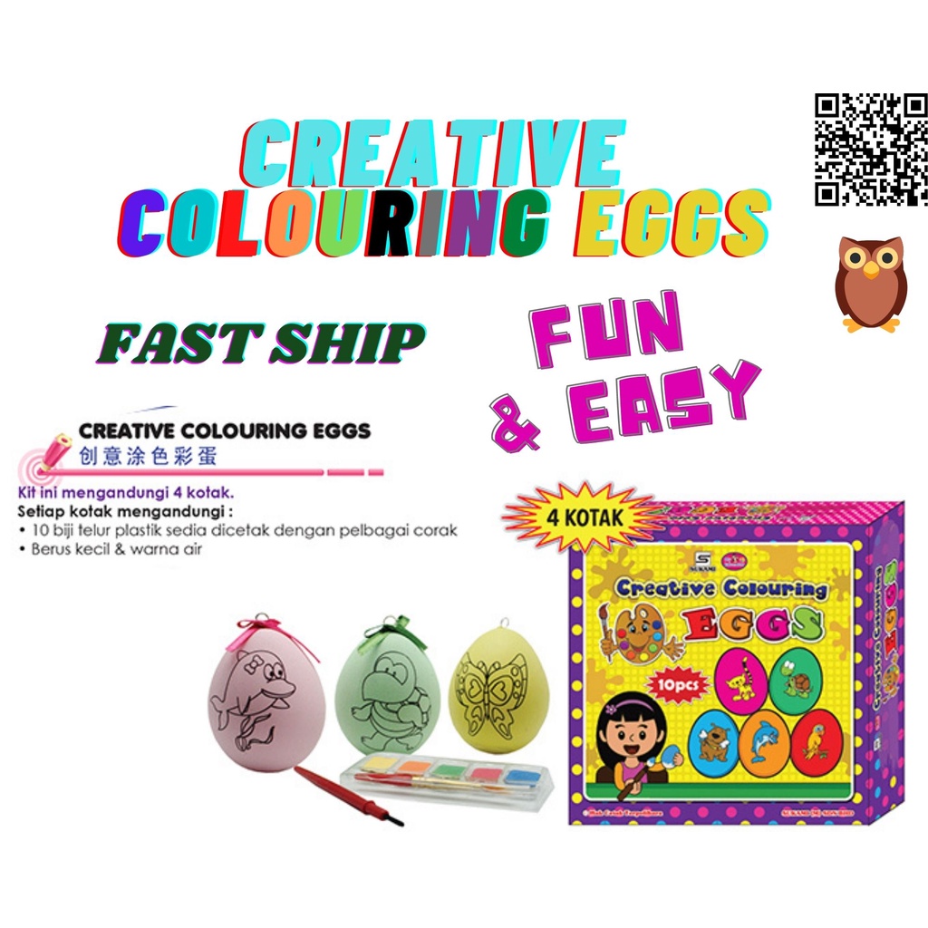 4X10PCS CREATIVE COLOURING EGGS ART & CRAFT FUN สําหรับเด็ก