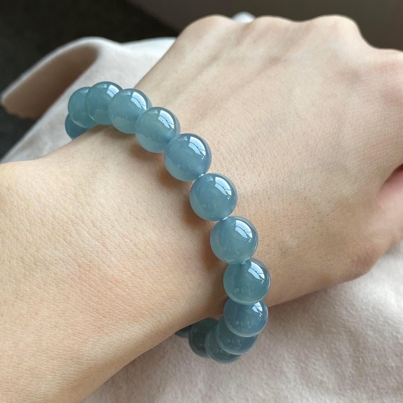 Natural Icy blue Jadeite Jade Bracelet Type A