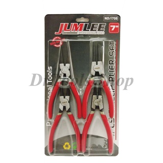 ชุดคีมถ่างแหวน-คีมหุบ 4 ตัวชุด 7" JUMLEE รุ่นงานหนัก