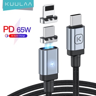 Kuulaa สายเคเบิลข้อมูลแม่เหล็ก 65W LED USB C Type-C 27W Type C เป็น Lightning ชาร์จเร็ว PD สําหรับ Huawei Xiaomi Samsung iPhone 14 13