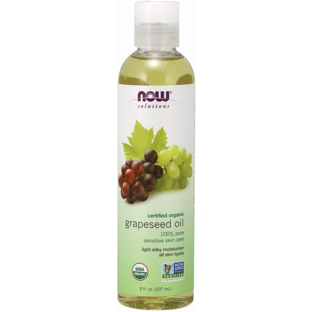 น้ำมันเมล็ดองุ่นออแกนิค+บริสุทธิ์ 100% Solutions, Organic Grapeseed Oil 237mL - Now Foods